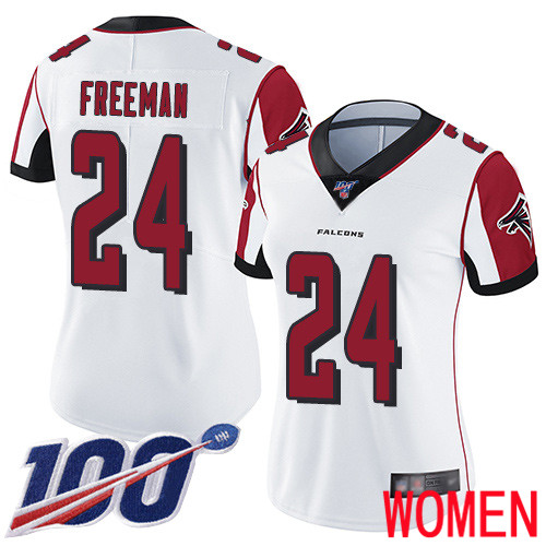 Atlanta Falcons Limited White Women Devonta Freeman Road Jersey NFL Football 24 100th Season Vapor Untouchable
